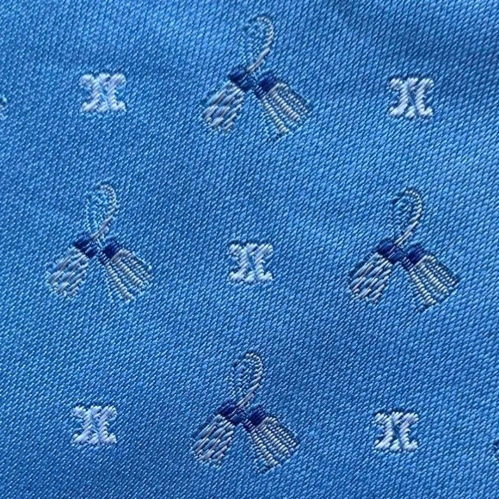 Celine Monogram Sky Blue Tie with Tassels